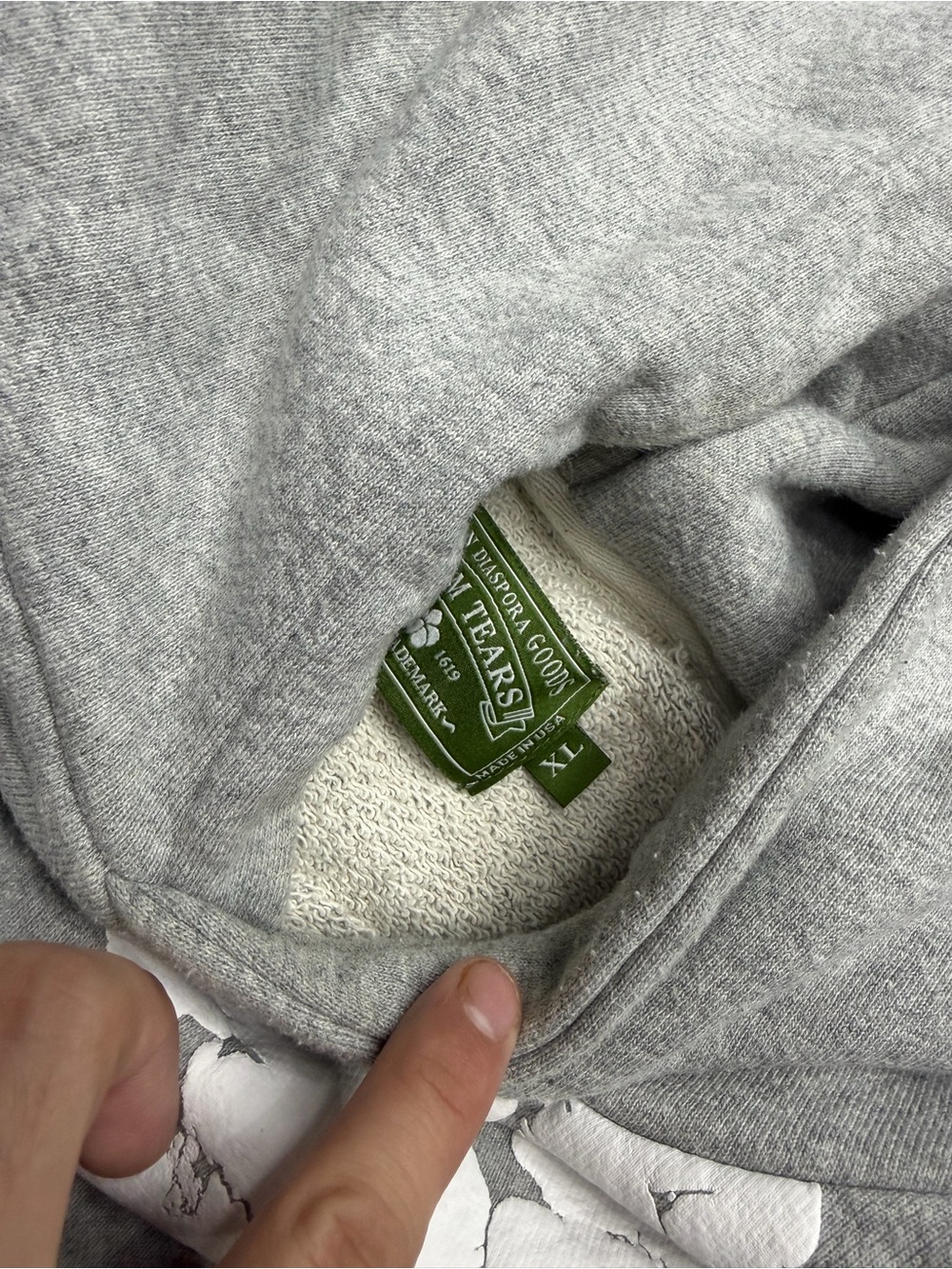 Grey denim tears FUFU hoodie - Picture 3 of 3